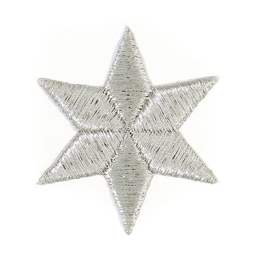 Self-adhesive patch, six-pointed silver star, 2 in 1