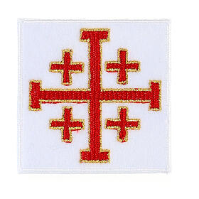 Aufnäher, Jerusalemer Kreuz, Stickerei, 5x5cm