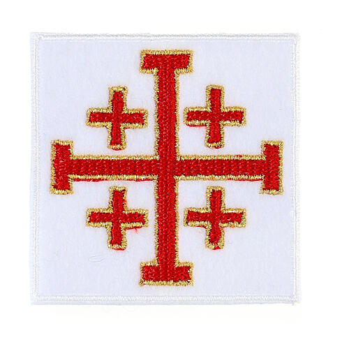 Aufnäher, Jerusalemer Kreuz, Stickerei, 5x5cm 1