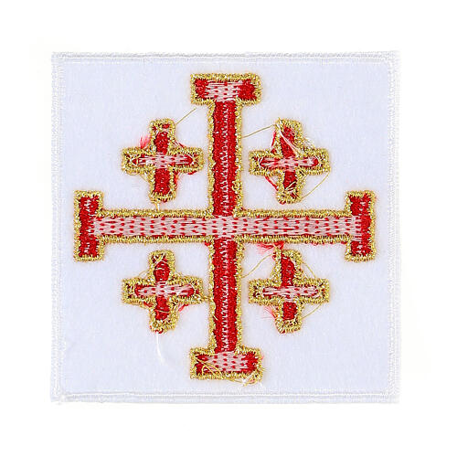 Aufnäher, Jerusalemer Kreuz, Stickerei, 5x5cm 2