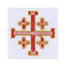 Krzyż jerozolimski naszywka nieprzylepna 5 cm