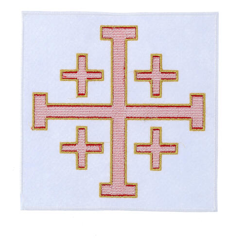 Aufnäher, Jerusalemer Kreuz, Stickerei, 19x19cm 3