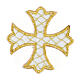 Krzyż 5 cm termoprzylepny, półdrobny złoty haft siatkowy s1