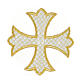 Cruz blanca bordada oro medio fino 10 cm s1