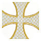 Krzyż biały 10 cm termoprzylepny, półdrobny złoty haft siatkowy s2