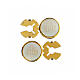 Set of 2 button covers, golden frame and mother-of-pearl, IHS engraving s3