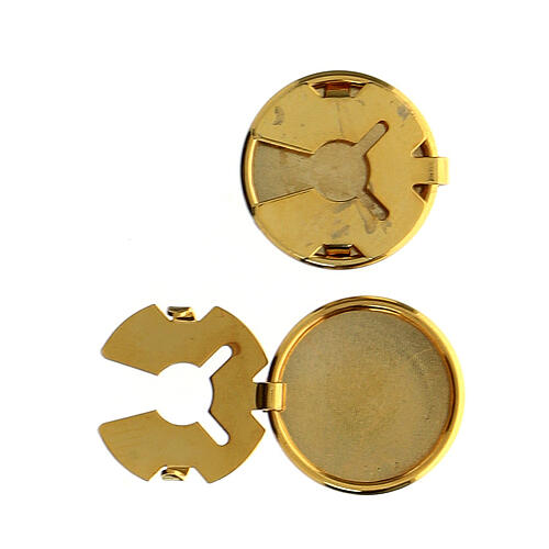 Pair of IHS mother-of-pearl button covers with golden base 4