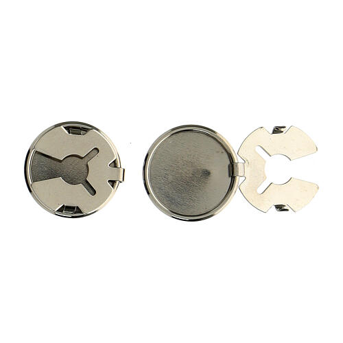 Set of 2 black button covers, nickel-coloured frame and mother-of-pearl Maltese cross 4