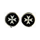 Set of 2 black button covers, nickel-coloured frame and mother-of-pearl Maltese cross s1