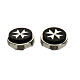 Set of 2 black button covers, nickel-coloured frame and mother-of-pearl Maltese cross s2