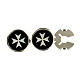 Set of 2 black button covers, nickel-coloured frame and mother-of-pearl Maltese cross s3