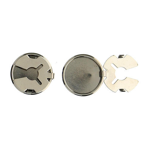 Capas para botões, conjunto de 2, madrepérola e base cor de níquel, cruz de Malta 4