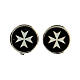 Button cover with mother-of-pearl Malta cross black nickel base 2 pcs s1