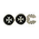 Button cover with mother-of-pearl Malta cross black nickel base 2 pcs s3