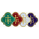 Bügelpatch, IHS-Emblem, Stickerei auf Moiré-Stoff, 4 liturgische Farben, 20x20cm s1