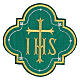 Bügelpatch, IHS-Emblem, Stickerei auf Moiré-Stoff, 4 liturgische Farben, 20x20cm s3