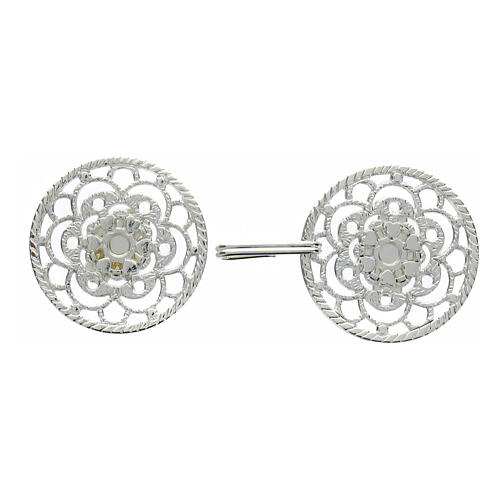Silver-plated cope clasp, cut-out rosette with central cross, nickel free 2