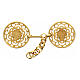 Gold plated cope clasp, cut-out floral rosette with cross and chain, nickel free s1