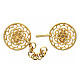 Gold plated cope clasp, cut-out floral rosette with cross and chain, nickel free s2