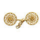 Gold plated cope clasp, cut-out floral rosette with chain, nickel free s1