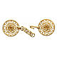 Gold plated cope clasp, cut-out floral rosette with chain, nickel free s2