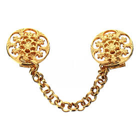 Clasp for diaconal stole, gold plated round Marial rosette, nickel free