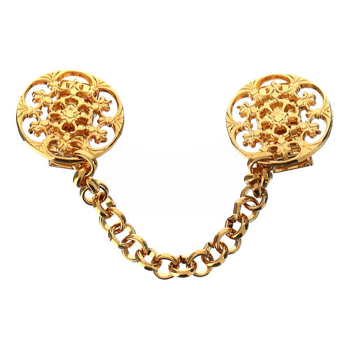 Clasp for diaconal stole, gold plated round Marial rosette, nickel free 1