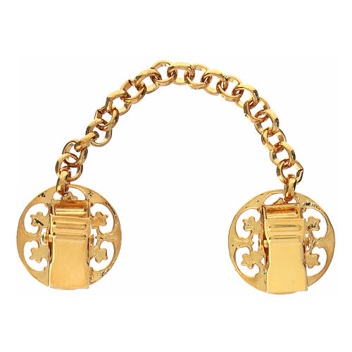 Clasp for diaconal stole, gold plated round Marial rosette, nickel free 3