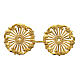 Round-shaped gold plated cope clasp with rays and vegetal pattern, nickel free s1