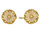 Round-shaped gold plated cope clasp with rays and vegetal pattern, nickel free s2