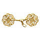 Flower-shaped cut-out gold plated cope clasp with vegetal pattern, nickel free s1