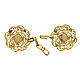 Flower-shaped cut-out gold plated cope clasp with vegetal pattern, nickel free s2