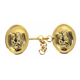 Nickel free gold plated cope clasp, Virgin with Child