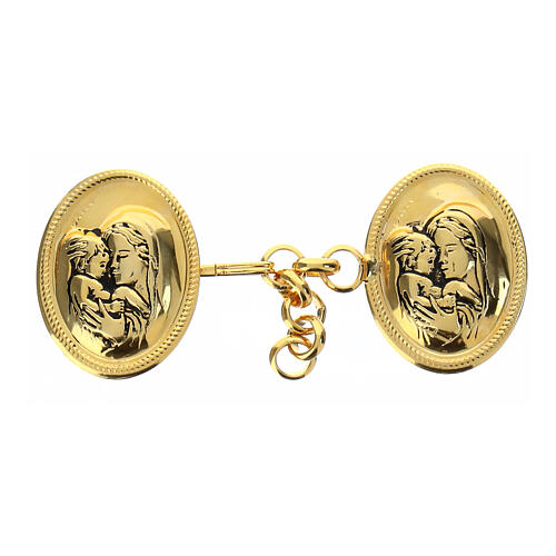 Nickel free gold plated cope clasp, Virgin with Child 1