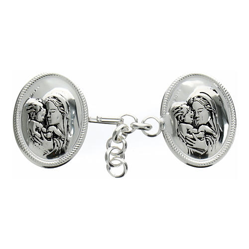 Nickel free silver-plated cope clasp, Virgin with Child 1