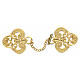 Trilobate cope clasp with central flower, gold plated, nickel free s1