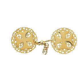 Nickel free cope clasp with gold plated Greek cross