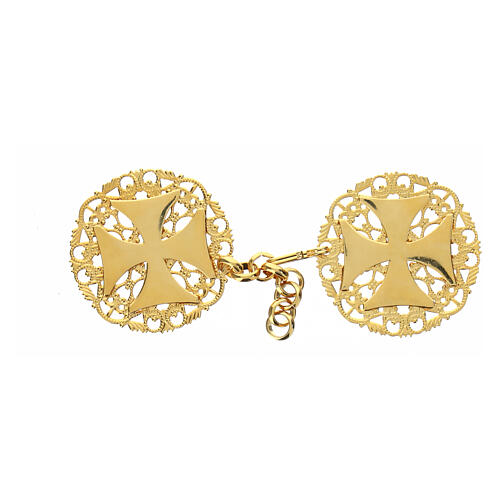Nickel free cope clasp with gold plated Greek cross 1