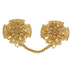 Cross-shaped clasp for diaconal stole, gold plated, nickel free