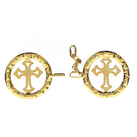 Round shaped cope clasp with cut-out cross, nickel free