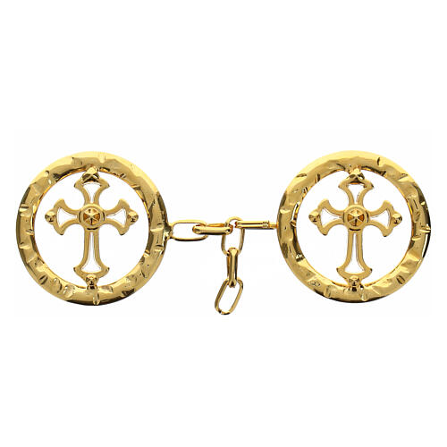 Round shaped cope clasp with cut-out cross, nickel free 1