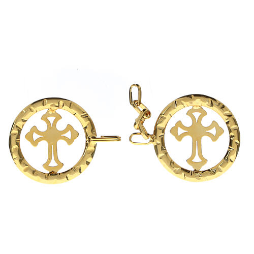 Round shaped cope clasp with cut-out cross, nickel free 2