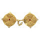 Nickel free cope clasp with gold plated flower and red crystal s1