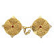 Gancio per piviale nichel free fiore dorato cristallo rosso s1