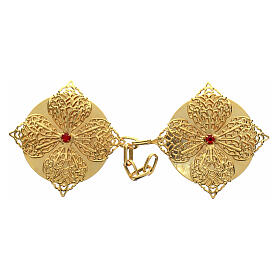 Cope clasp nickel-free golden flower, red crystal