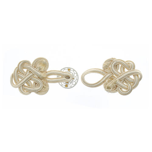 Cope clasp of ivory-coloured rayon and nickel free rosette with golden Latin cross 2