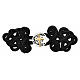 Cope clasp of black rayon and nickel free rosette with golden Latin cross s1