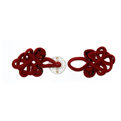 Cope clasp of red rayon and nickel free rosette with golden Latin cross 2