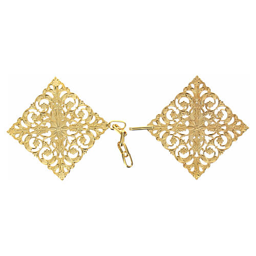 Gold plated cope clasp, diamond shape with central cross, nickel free 2