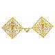 Gold plated cope clasp, diamond shape with central cross, nickel free s1